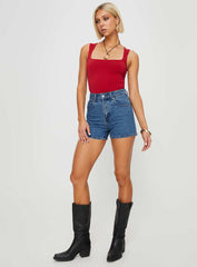 Tropicana Denim Shorts Mid Wash