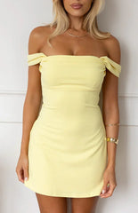 Zoella Yellow Off The Shoulder Crepe Mini Dress