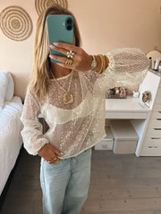 Monica Sequin Mesh Top