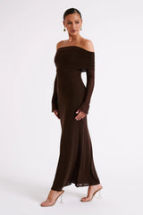 Suzie Off Shoulder Mesh Maxi Dress