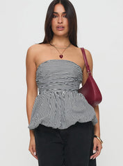 Selenea Bubble Hem Top Black / White