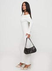 Celestara Long Sleeve Off Shoulder Maxi Dress White